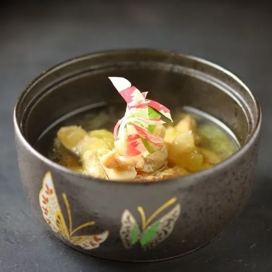 地鶏焚き合せ＆黄金色スープ仕立て　